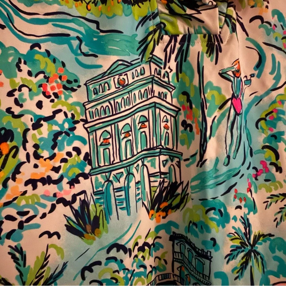 Aryeh Coastal Cruise Print Sleeveless Ruffle Neck Dress Medium NWT - Picture 6 of 9